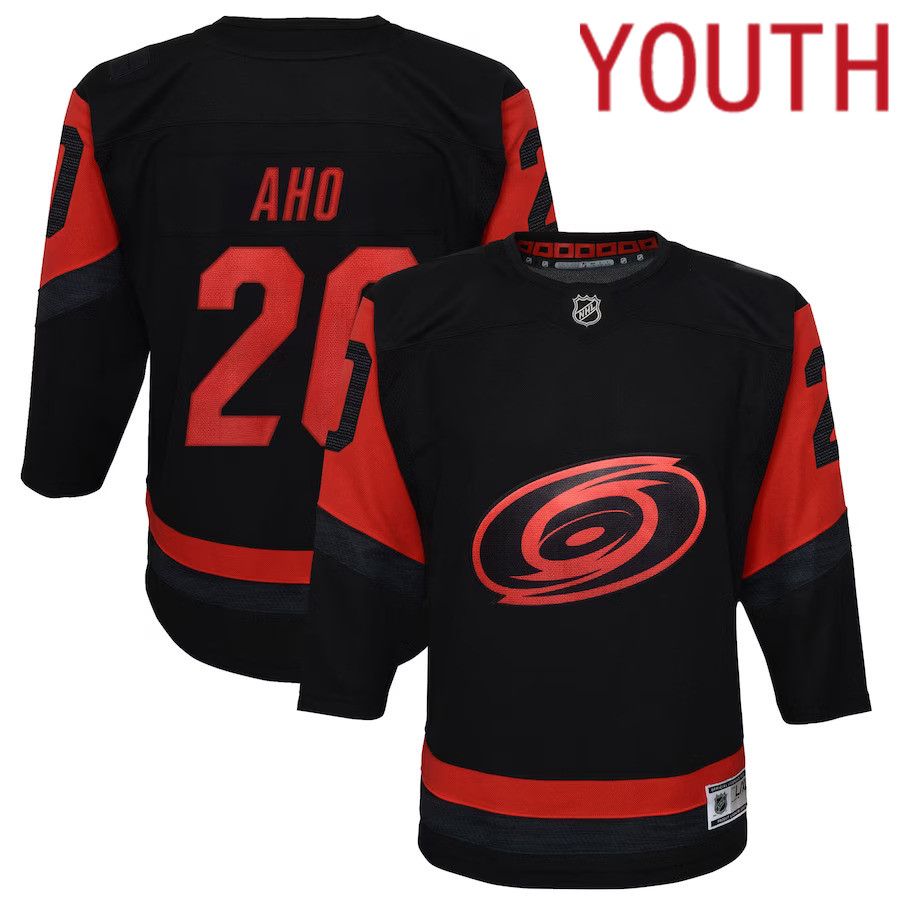 Youth Carolina Hurricanes 20 Sebastian Aho Black 2023 NHL Stadium Series Player Jersey